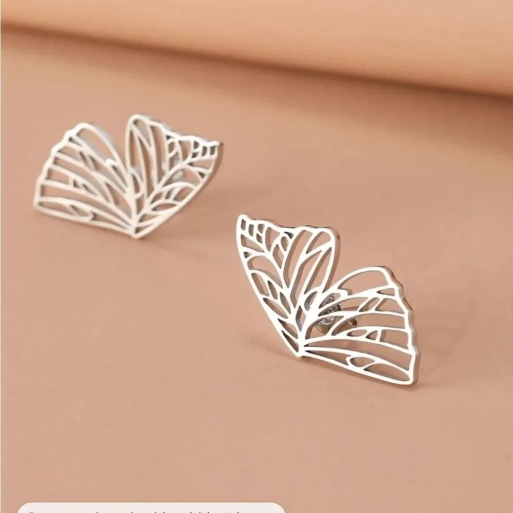 Stainless Steel Butterfly‎ Wings Stud Earrings